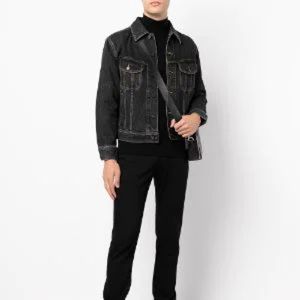 Saint Laurent Distressed Faded Black Denim Jacket